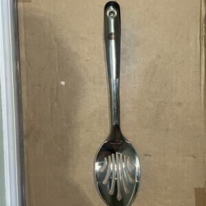 Vintage Revere Ware Heavy Duty Stainless Steel w/Silicone Grip Slotted Spoon 13"